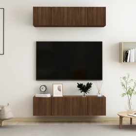 TV furniture 4 units oak brown plywood 60x30x30 cm by vidaXL, TV Furniture - Ref: Foro24-3120205, Price: 136,19 €, Discount: %