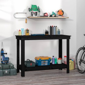 Solid black pine wood workbench 110x50x80 cm by vidaXL, Work tables - Ref: Foro24-822505, Price: 101,99 €, Discount: %