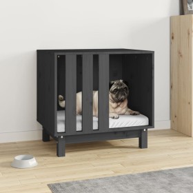 Caseta para perros madera maciza de pino gris 60x45x57 cm de vidaXL, Casetas para perros - Ref: Foro24-822478, Precio: 82,99 ...