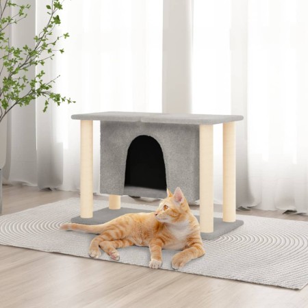 Rascador para gatos con postes de sisal gris claro 190 cm de vidaXL, Mobiliario para gatos - Ref: Foro24-171658, Precio: 45,7...