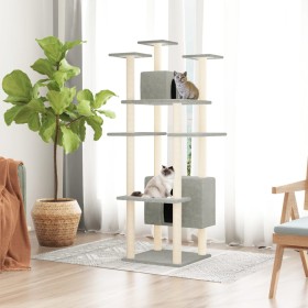 Cat scratching post with light gray sisal posts 162 cm by vidaXL, Cat furniture - Ref: Foro24-171634, Price: 76,99 €, Discoun...