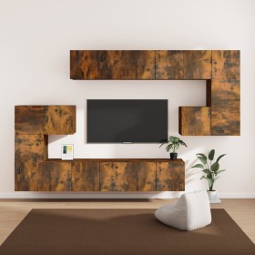 TV furniture set 10 pieces smoked oak plywood by vidaXL, TV Furniture - Ref: Foro24-3120305, Price: 306,99 €, Discount: %