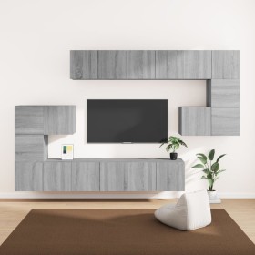 Set de muebles para TV 10 pzas madera contrachapada gris Sonoma de vidaXL, Muebles TV - Ref: Foro24-3120306, Precio: 310,99 €...