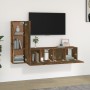 TV furniture set 3 pieces smoked oak plywood by vidaXL, TV Furniture - Ref: Foro24-3120257, Price: 105,99 €, Discount: %