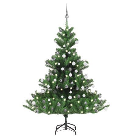 Nordmann Tannenbaum Weihnachtsbaum mit LEDs und grünen Kugeln 150 cm von vidaXL, Weihnachtsbäume - Ref: Foro24-3077731, Preis...