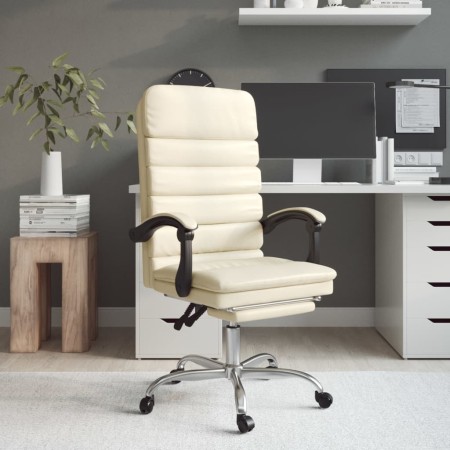 Silla de oficina reclinable masaje cuero sintético color crema de vidaXL, Sillas de oficina - Ref: Foro24-349730, Precio: 91,...