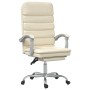 Silla de oficina reclinable masaje cuero sintético color crema de vidaXL, Sillas de oficina - Ref: Foro24-349730, Precio: 91,...