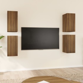 TV furniture 4 units oak brown plywood 30.5x30x60cm by vidaXL, TV Furniture - Ref: Foro24-3120328, Price: 98,99 €, Discount: %