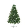 Beleuchteter Weihnachtsbaum mit Lichtern und grünen Kugeln 210 cm von vidaXL, Weihnachtsbäume - Ref: Foro24-3077728, Preis: 1...