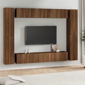 TV furniture set 10 pieces oak brown plywood by vidaXL, TV Furniture - Ref: Foro24-3120250, Price: 443,99 €, Discount: %