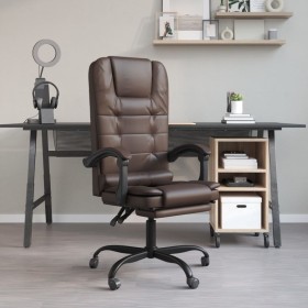 Brown synthetic leather massage reclining office chair by vidaXL, Office chairs - Ref: Foro24-349668, Price: 131,22 €, Discou...