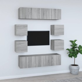 Set de muebles para TV 8 pzas madera contrachapada gris Sonoma de vidaXL, Muebles TV - Ref: Foro24-3120213, Precio: 212,99 €,...