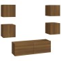 Wall-mounted TV furniture set in brown oak plywood by vidaXL, TV Furniture - Ref: Foro24-3120304, Price: 124,32 €, Discount: %