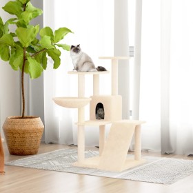 Rascador para gatos con postes de sisal crema 94 cm de vidaXL, Mobiliario para gatos - Ref: Foro24-171702, Precio: 57,99 €, D...