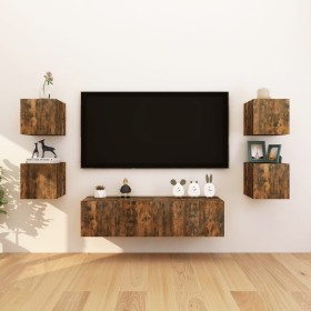 Wand-TV-Möbel 8 Einheiten Räuchereiche 30,5x30x30 cm von vidaXL, TV-Möbel - Ref: Foro24-3120323, Preis: 150,16 €, Rabatt: %