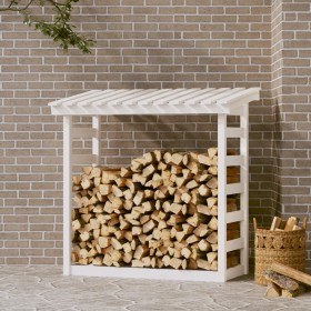 Holzhalter aus massivem Kiefernholz weiß 108x64,5x110 cm von vidaXL, Zubehör für Taschen und Brennholzhalter - Ref: Foro24-82...