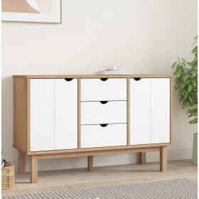 OTTA sideboard solid pine wood brown and white 113.5x43x73 cm by vidaXL, Sideboards - Ref: Foro24-348593, Price: 199,42 €, Di...