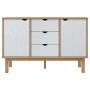 OTTA sideboard solid pine wood brown and white 113.5x43x73 cm by vidaXL, Sideboards - Ref: Foro24-348593, Price: 198,68 €, Di...