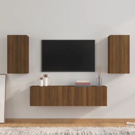 TV-Möbelset 4-teilig aus eichenbraunem Sperrholz von vidaXL, TV-Möbel - Ref: Foro24-3120208, Preis: 122,69 €, Rabatt: %