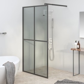 Accessible shower screen made of dark tempered glass, 118x190 cm. by vidaXL, Shower walls and screens - Ref: Foro24-151887, P...