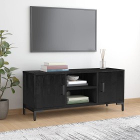 TV cabinet solid black recycled pine wood 110x35x48 cm by vidaXL, TV Furniture - Ref: Foro24-349918, Price: 153,38 €, Discoun...