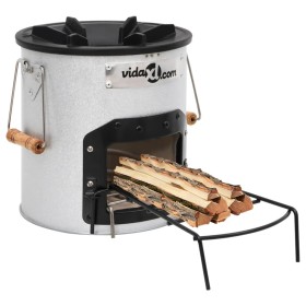 Wood stove for camping silver steel 45x25x26 cm by vidaXL, Chimneys - Ref: Foro24-319438, Price: 82,99 €, Discount: %