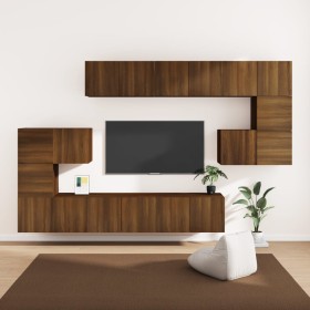 TV furniture set 10 pieces oak brown plywood by vidaXL, TV Furniture - Ref: Foro24-3120307, Price: 317,99 €, Discount: %