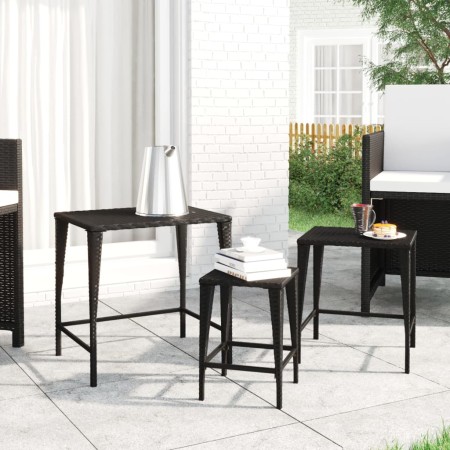 Stackable tables 3 pieces black synthetic rattan by vidaXL, Side tables - Ref: Foro24-319384, Price: 47,84 €, Discount: %