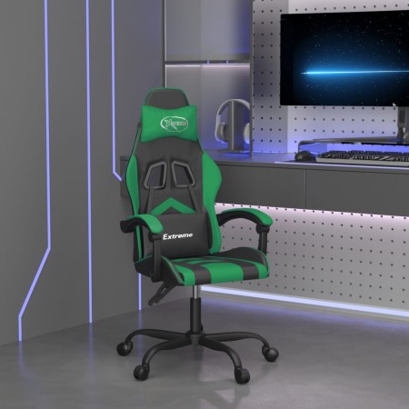 Black and green synthetic leather swivel gaming chair by vidaXL, Gaming chairs - Ref: Foro24-349594, Price: 117,88 €, Discoun...