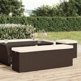 Ottoman bench with brown synthetic rattan cushion 110x30x40 cm by vidaXL, garden benches - Ref: Foro24-319397, Price: 83,01 €...