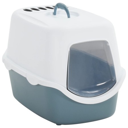 Cat litter box with lid PP white blue 56x40x40 cm by vidaXL, Cat litter boxes - Ref: Foro24-171800, Price: 41,61 €, Discount: %