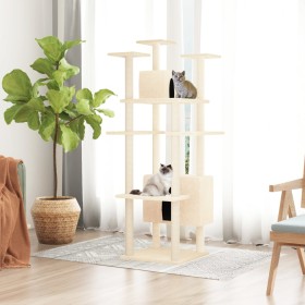 Katzenkratzbaum mit cremefarbenen Sisalpfosten 162 cm von vidaXL, Katzenmöbel - Ref: Foro24-171633, Preis: 89,72 €, Rabatt: %