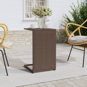 C-förmiger Tisch aus synthetischem Rattan braun 40x35x60 cm von vidaXL, Seitentische - Ref: Foro24-319407, Preis: 28,99 €, Ra...