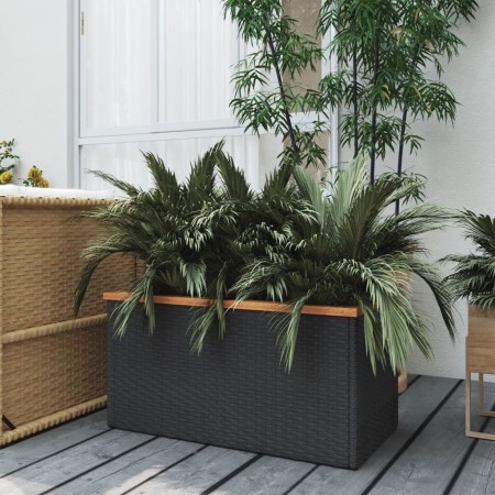 Jardinera de ratán sintético negra 80x40x40 cm de vidaXL, Maceteros y jardineras - Ref: Foro24-319416, Precio: 85,99 €, Descu...