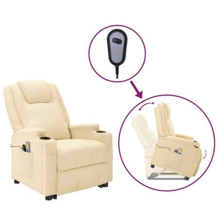 Cream white synthetic leather lifting massage chair by vidaXL, Electric massage chairs - Ref: Foro24-3100330, Price: 446,19 €...