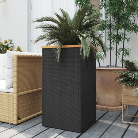 Black synthetic rattan planter 40x40x80 cm by vidaXL, Pots and planters - Ref: Foro24-319415, Price: 80,85 €, Discount: %