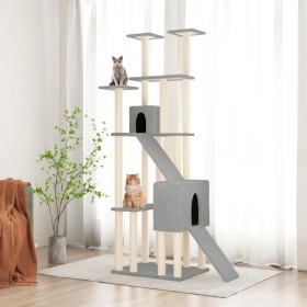 Rascador para gatos con postes de sisal gris claro 190 cm de vidaXL, Mobiliario para gatos - Ref: Foro24-171649, Precio: 116,...