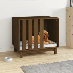 Solid pine wood dog bed in honey brown color, 70x50x62 cm by vidaXL, Dog kennels - Ref: Foro24-822484, Price: 96,78 €, Discou...