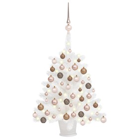 Árbol de Navidad preiluminado con luces y bolas blanco 65 cm de vidaXL, Arboles de navidad - Ref: Foro24-3077630, Precio: 74,...