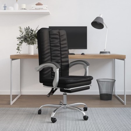 Silla de oficina reclinable cuero sintético negro de vidaXL, Sillas de oficina - Ref: Foro24-349717, Precio: 88,86 €, Descuen...