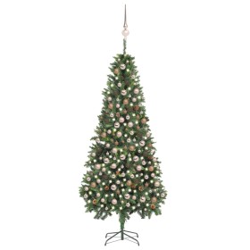 Frosted Christmas tree with lights, balls and pine cones 210 cm by vidaXL, Christmas trees - Ref: Foro24-3077846, Price: 139,...