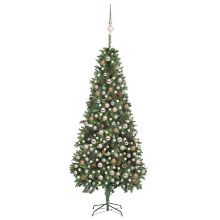 Frosted Christmas tree with lights, balls and pine cones 210 cm by vidaXL, Christmas trees - Ref: Foro24-3077846, Price: 143,...