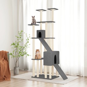 Rascador para gatos con postes de sisal gris oscuro 190 cm de vidaXL, Mobiliario para gatos - Ref: Foro24-171650, Precio: 118...