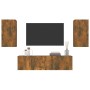 TV furniture set 4 pieces smoked oak plywood by vidaXL, TV Furniture - Ref: Foro24-3120206, Price: 123,99 €, Discount: %