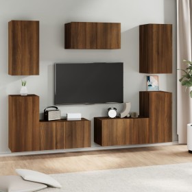 Set de muebles para TV 7 pzas madera contrachapada roble marrón de vidaXL, Muebles TV - Ref: Foro24-3120256, Precio: 225,99 €...