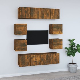 TV furniture set 8 pieces smoked oak plywood by vidaXL, TV Furniture - Ref: Foro24-3120212, Price: 201,31 €, Discount: %