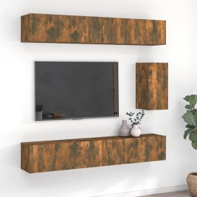 TV furniture set 7 pieces smoked oak plywood by vidaXL, TV Furniture - Ref: Foro24-3120311, Price: 231,99 €, Discount: %