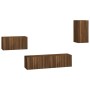 TV furniture set 4 pieces oak brown plywood by vidaXL, TV Furniture - Ref: Foro24-3120262, Price: 149,99 €, Discount: %