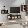 TV furniture set 4 pieces oak brown plywood by vidaXL, TV Furniture - Ref: Foro24-3120262, Price: 149,99 €, Discount: %