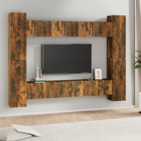 TV-Möbelset 10-teilig aus geräuchertem Eichensperrholz von vidaXL, TV-Möbel - Ref: Foro24-3120218, Preis: 422,82 €, Rabatt: %